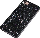 Luxe Glitter Case voor Apple iPhone 7 - iPhone 8 - Hoogwaardig TPU hoesje - Zwart met Glitters Cover