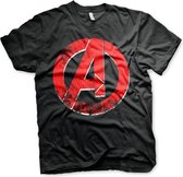 The Avengers logo t-shirt zwart voor heren - Marvel verkleed shirt L (52)
