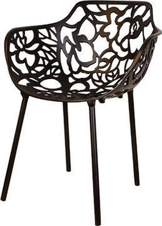 DS4U® cast magnolia - eetkamerstoel - designstoel - met armleuning - aluminium - zwart - set van 8