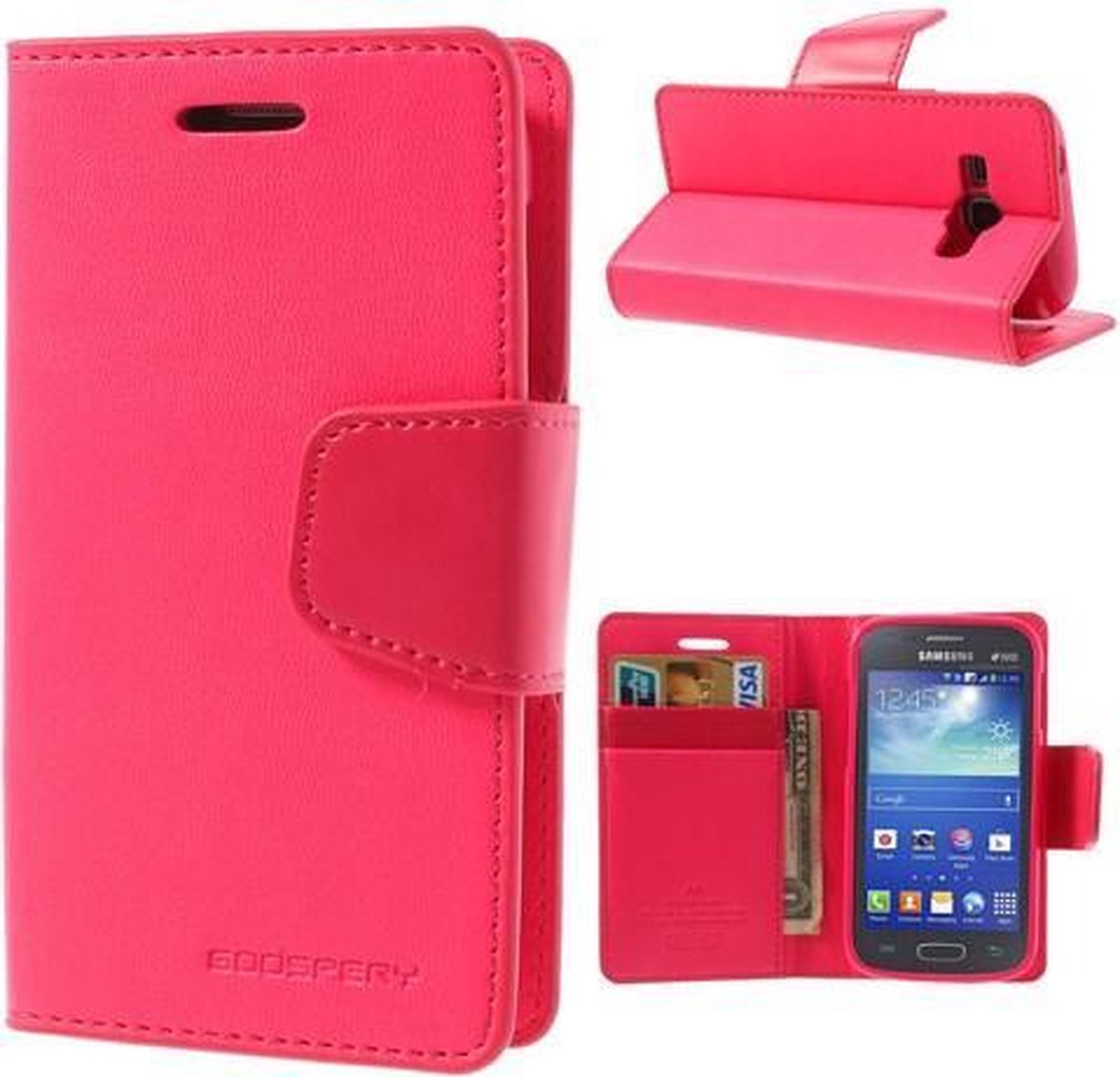 Goospery Sonata Leather hoesje Samsung Galaxy Ace 4 G357 Roze
