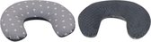 Coussin d'allaitement - Coussin de grossesse - 100% coton - 80 cm - motif étoile blanche sur gris - gris