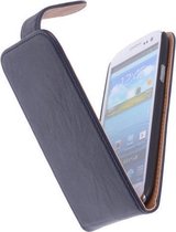 Polar Echt Lederen Samsung Galaxy S4 Flipcase Hoesje Navy Blue - Cover Flip Case Hoes