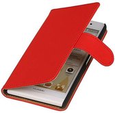 Mobieletelefoonhoesje.nl - Huawei Ascend P6 Hoesje Effen Bookstyle Rood