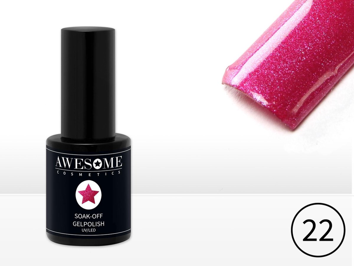 Goedkoopste Awesome 22 Fuchsia met fijne glitter Gelpolish - Gellak - Gel nagellak - UV & LED