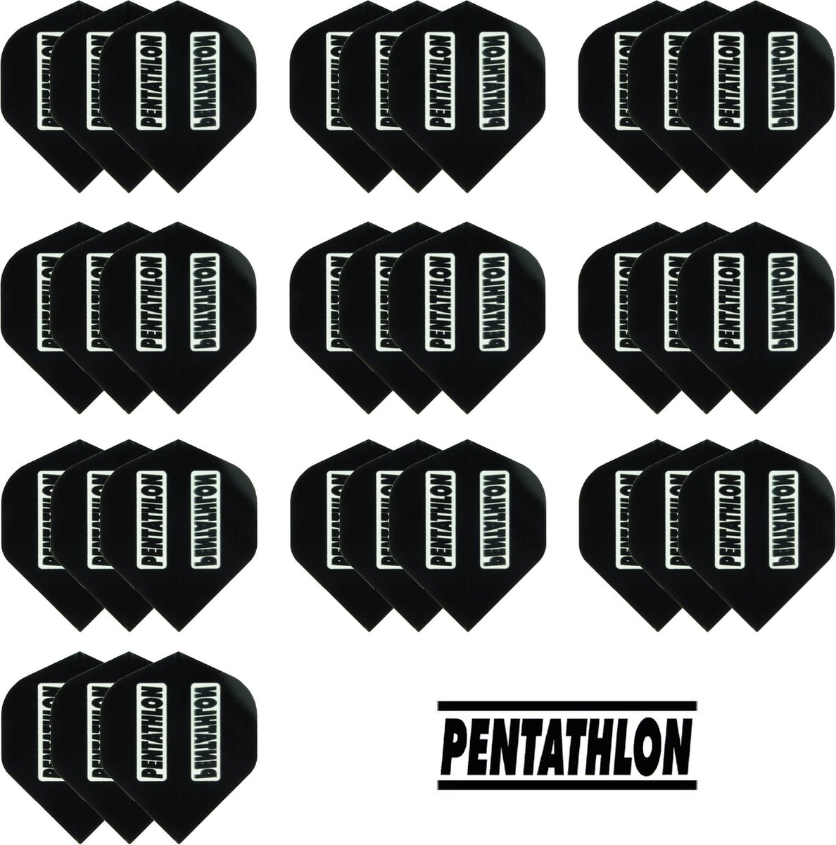 deDartshop 10 Sets (30 stuks) Pentathlon flights Multipack - Zwart