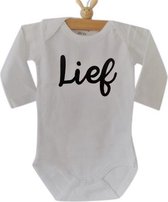 Baby Rompertje met tekst Lief kraamcadeau | Lange mouw | wit | maat 50/56
