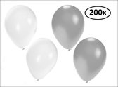 Ballonnen helium 200x zilver en wit