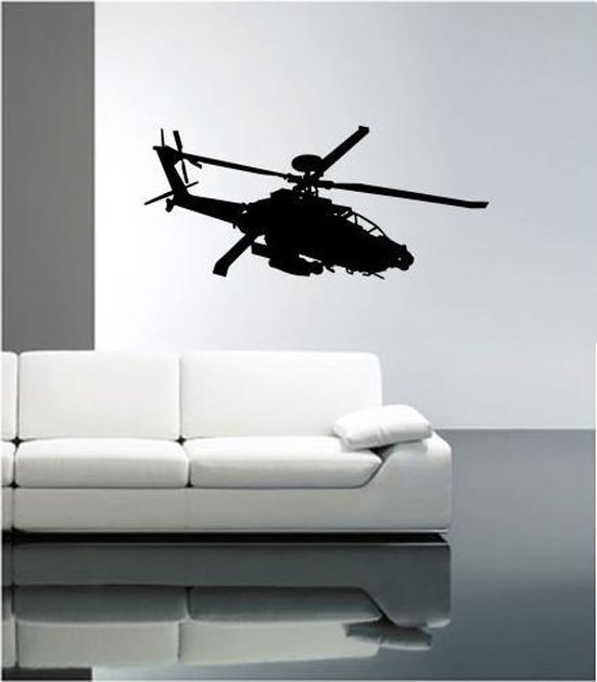 Coart Muursticker Helicopter - zwart velours - 83 x 87 cm