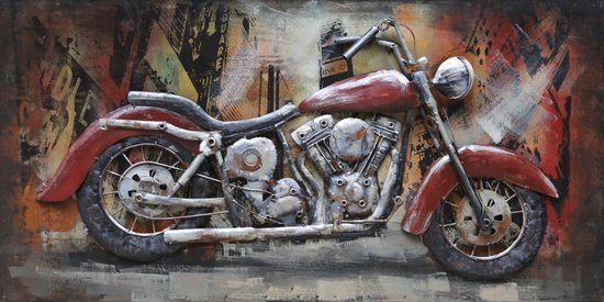 haakje Conventie En Ter Halle 3D-Schilderij Motor oldtimer 100x50cm - Metaal | bol.com