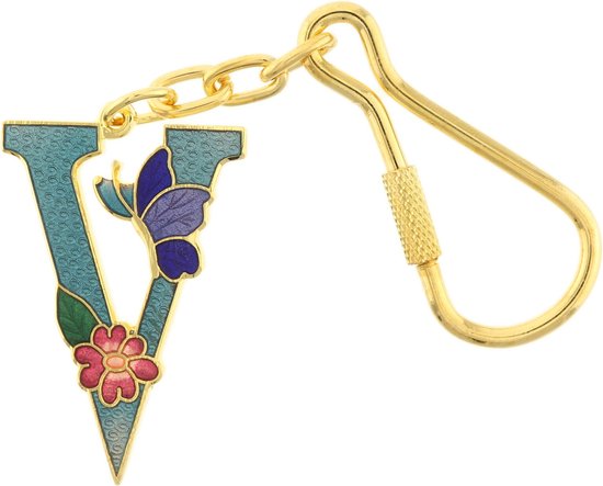 Behave® Porte-clés émail bleu lettre V 4 cm