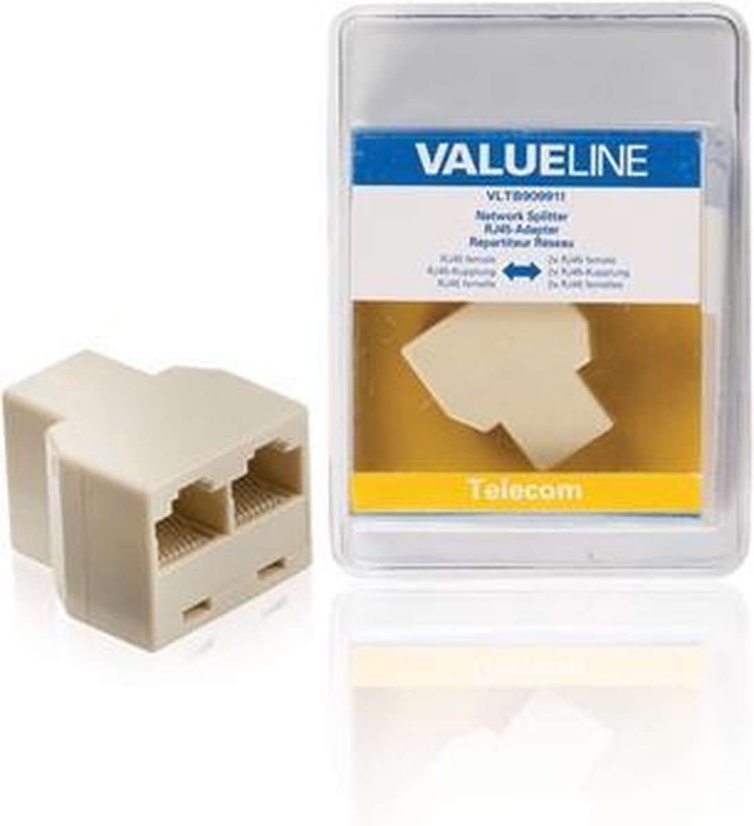 Valueline VLTB90991I Netwerksplitter Rj45 Vrouwelijk - 2x Rj45 Vrouwelijk Ivoor