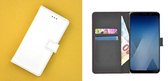 Wallet Book Case puleder Hoesje voor Samsung Galaxy A8 2018 - Wit effen