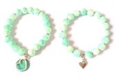 Jewellicious Designs Minty Green Glass & Silver armbandenset