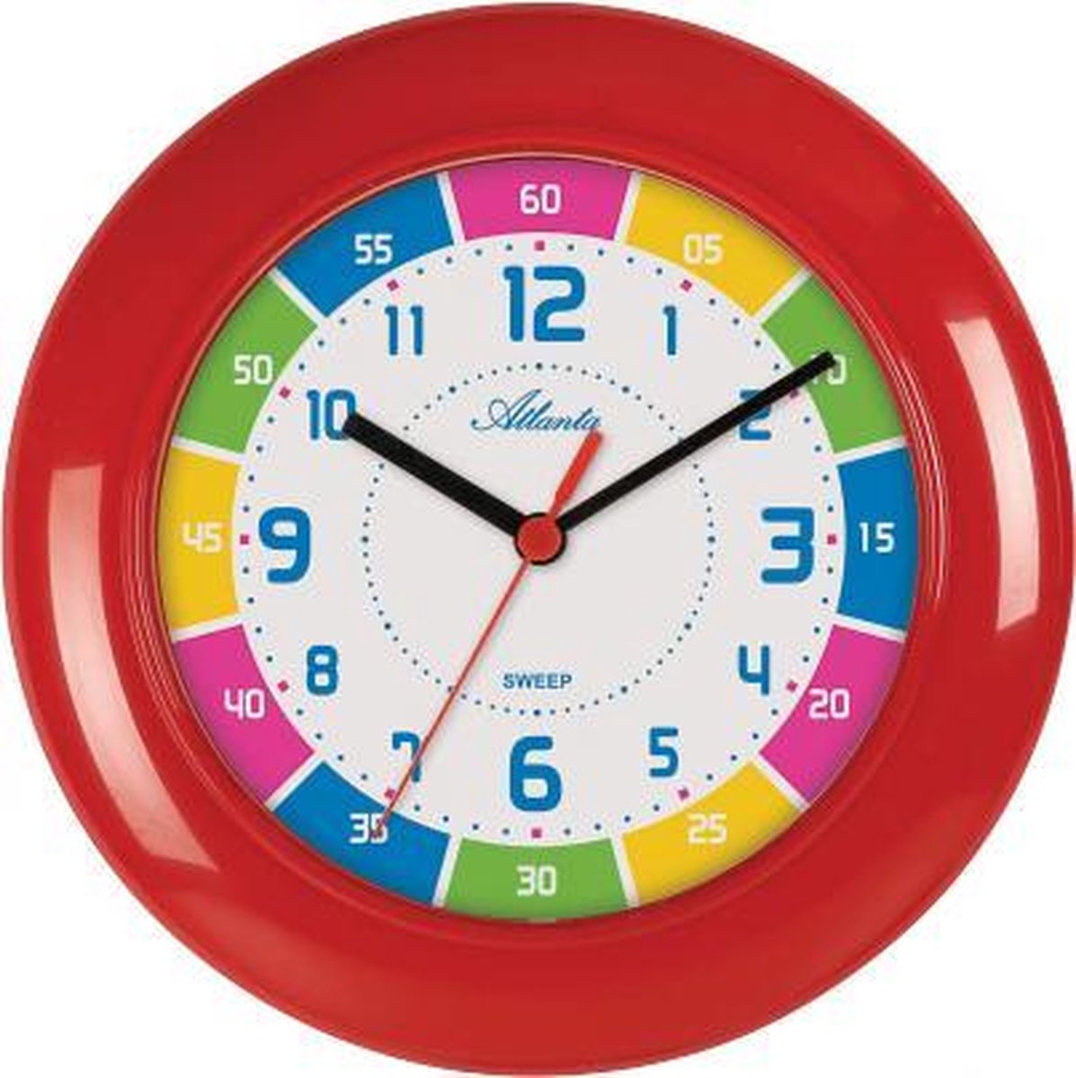 Kinder wandklok rood met klok leer functie