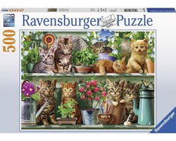 foto van Ravensburger puzzel Katjes in het rek - legpuzzel - 500 stukjes