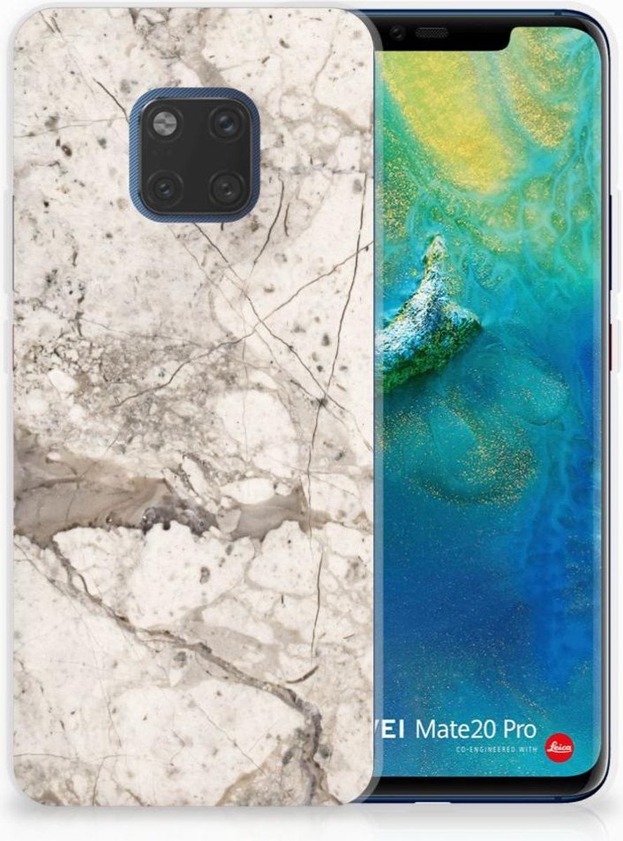 Huawei Mate 20 Pro TPU Siliconen Hoesje Marmer Beige