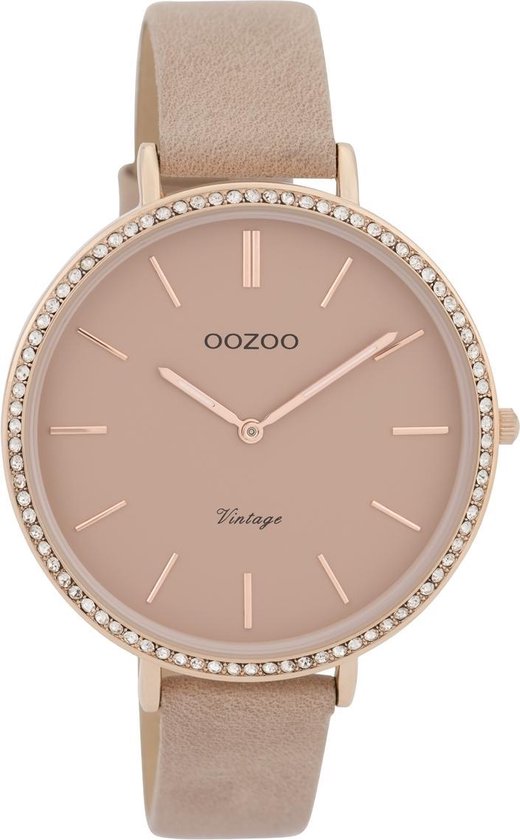 OOZOO Vintage Taupe horloge (40 mm) - Roze | bol.com