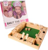 Longfield Games Shut the box 4 spelers bordspel inclusief 2 houten dobbelstenen 29 x 29 x 3,5cm