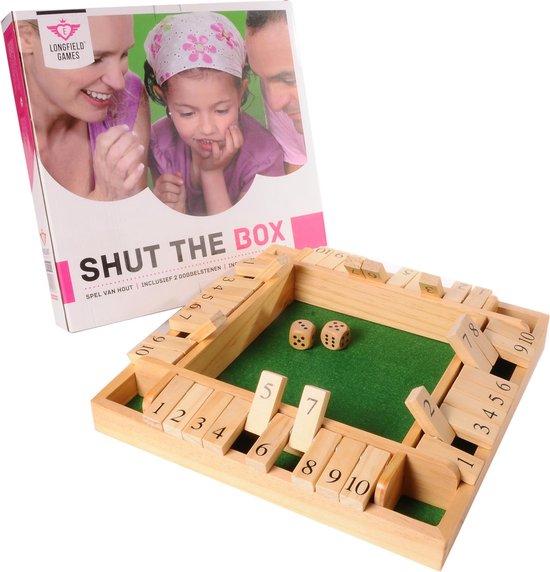 Boek: Longfield Games Shut the box 4 spelers bordspel inclusief 2 houten dobbelstenen 29 x 29 x 3,5cm, geschreven door Longfield