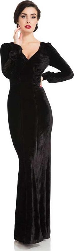 Wardianzaak zanger atoom Molly jaren 30 stijl fluwelen lange jurk zwart - Rockabilly Gothic - L -  Voodoo Vixen | bol.com