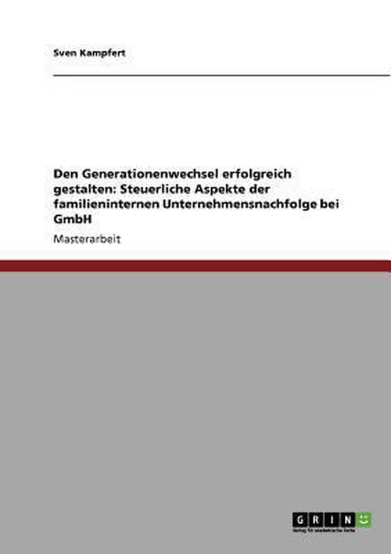 Steuerliche Aspekte Der Familieninternen Unternehmensnachfol ... - cover