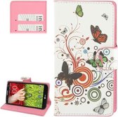 LG Optimus G2 mini - Flip hoes, cover, case - PU leder - PC - Vlinders