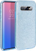 Samsung Galaxy S10 Plus - Glitter Backcover Hoesje - Blauw