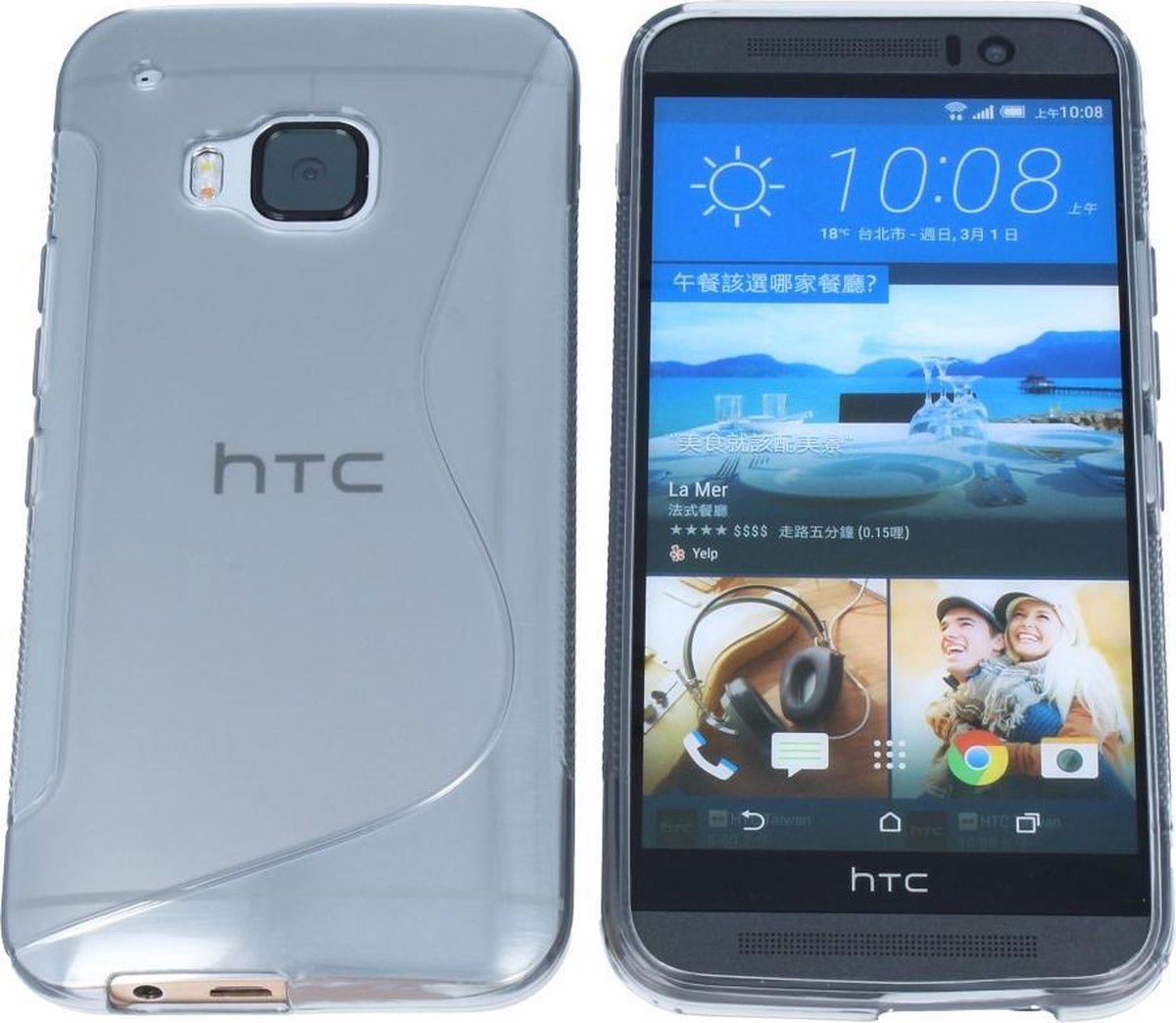 HTC one M9 S Line Gel Silicone Case Hoesje Transparant Grijs Grey