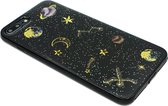 Luxe Glitter case voor Apple iPhone 7 Plus - iPhone 8 Plus - hoogwaardig TPU hoesje -  zwart - goud met Glitters hoesje - Bling Bling - Glamour - Sterrenhemel - Sterrenbeeld