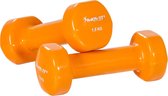 MOVIT® Dumbellset - Halterset - Aerobics - Vinyl - 3 kg - 2 x 1,5 kg - Rond - Oranje