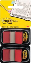 Post-it® index duo pack rood - 25,4 x 43,2 mm - 50 tabs/dispenser