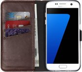 Selencia Hoesje Geschikt voor Samsung Galaxy S7 Hoesje Met Pasjeshouder - Selencia Echt Lederen Bookcase - Bruin