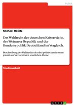 Das Wahlrecht des deutschen Kaiserreichs, der Weimarer Republik und der Bundesrepublik Deutschland im Vergleich.