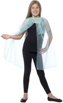 Blauwe doorschijnende cape met sneeuwvlokken voor meisjes - Verkleedkleding - One Size