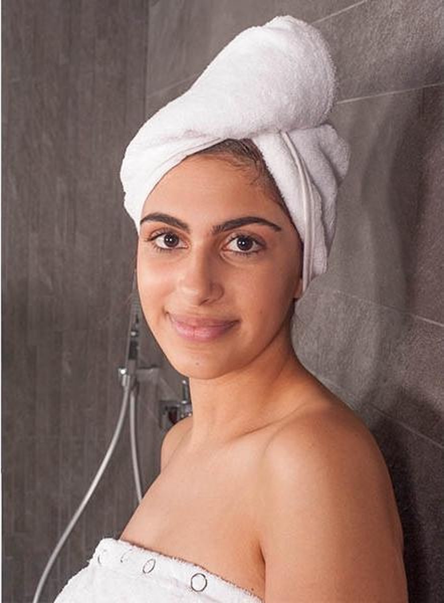 2 Stuk Witte Haarhanddoek - Van Zachte Bamboe Hoofdhanddoek - Snel Drogend