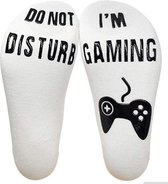I'm Gaming sokken - Wit met zwarte letters - Grappige sokken voor de echte gameliefhebbers
