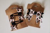 Leopard | Luipaardprint Roze Speldjes Klik-Klak en Alligator Clip | Baby Meisje Kind Dames Twinning | Set van 3