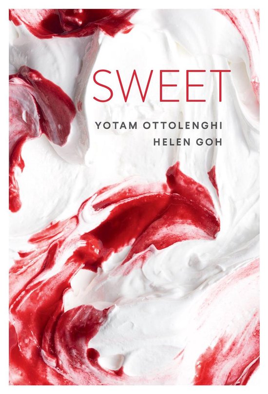 Boek "Sweet" met witte room en rode saus