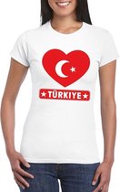 Turkije hart vlag t-shirt wit dames XS