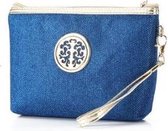 Draagbare Etui Cosmetische Tas Blauw Glitterkleur Makeup Tas