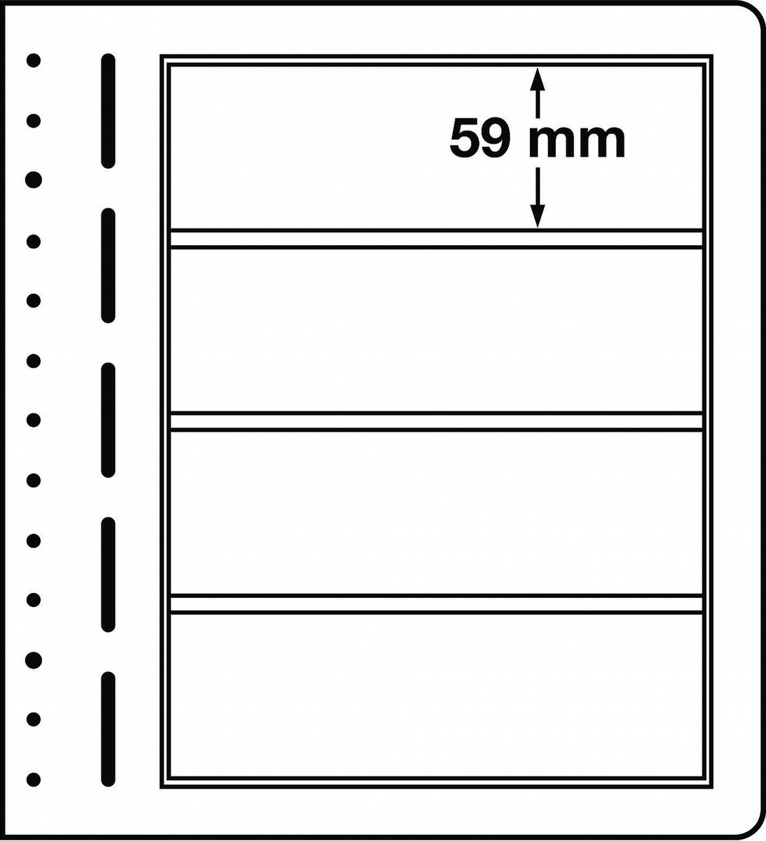 LEUCHTTURM - Muntblad - LB-bankvellen, 4-delige indeling, 190 x 59 mm