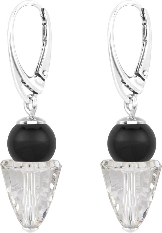 ARLIZI Boucles d'oreilles - cristal transparent perle Swarovski noire - argent - 1465