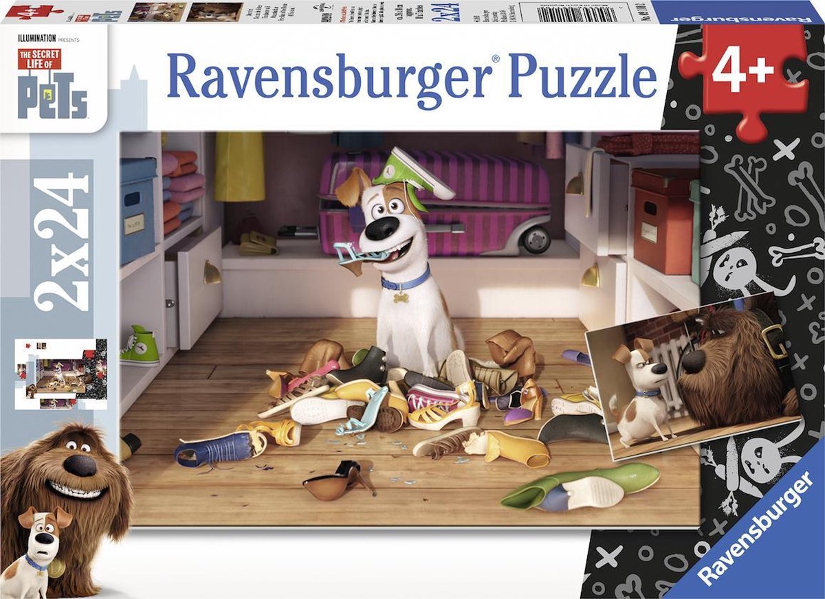 Ravensburger Secret Life of Pets. Onaantastbaar- Twee puzzels van 24 stukjes - kinderpuzzel