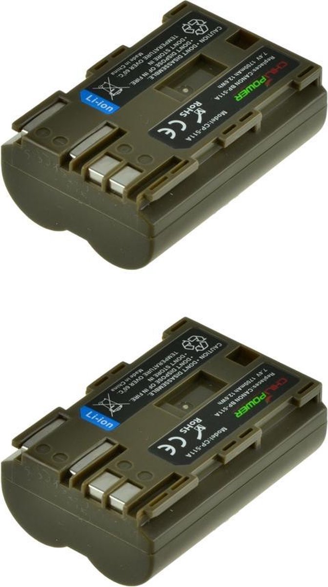 ChiliPower BP-511 / BP-511A accu voor Canon - 1700mAh - 2-Pack