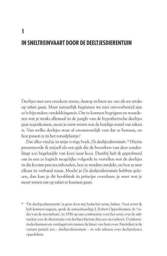 Pagina met de titel 'In sneltreinvaart door de deeltjesdierentuin' en tekst.