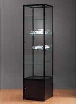 Luxe vitrinekast zwart 50 cm met onderkast