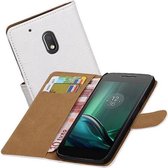 Croco Bookstyle Wallet Case Hoesjes voor Moto G4 Play Wit