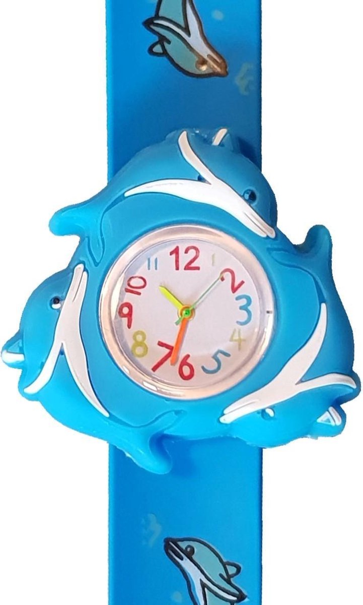 Fako® - Kinderhorloge - 3D - Spinner - Dolfijn - Blauw