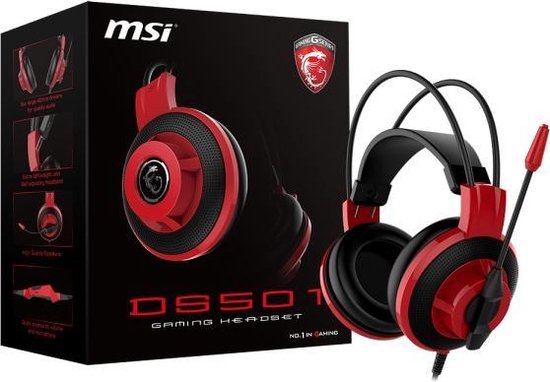 MSI DS501 Stereofonisch Hoofdband Zwart, Rood hoofdtelefoon