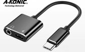 2 in 1 Usb C Naar Jack 3.5mm (Aux) Adapter & Usb-C Fast Charging | Type-C to Aux Converter | Usb-c verloopstuk Geschikt voor | Mobiele Telefoons | Samsung | S9/S10 | Apple MacBook Pro/Air | S